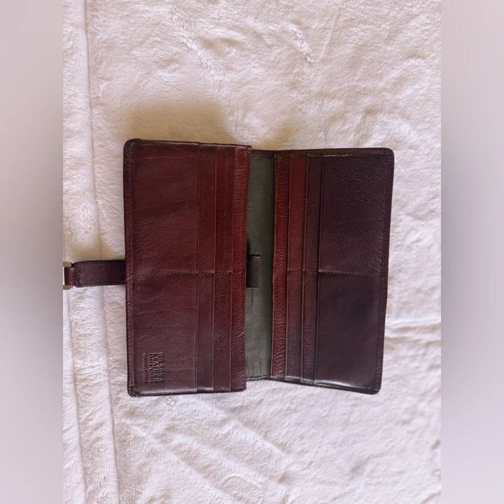 Pelle Studio Wallet Purse Brown Glaze Tri-fold Italian Leather Snip Button